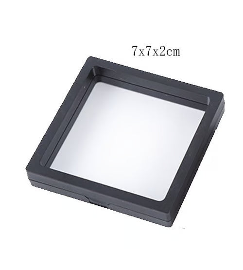🖤Suspension PE‑Film Jewelry Display Box ✨Black Transparent Storage Case With Moon‑Star Piercing Silver Ring, For Rings Necklaces & Badges