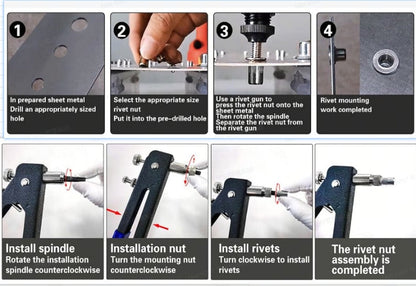 🛠️Head Rivet Nut Tool, M3 M4 M5 M6 M8 Rivnut Kit,Carbon Steel Rivnut Set
