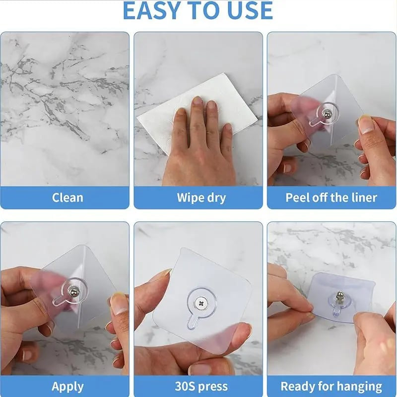 BUY 10 GET 10 FREE 20PCS Wall Mount Self-Adhesive Hooks Suitable for Bathroom and Kitchen Decoration