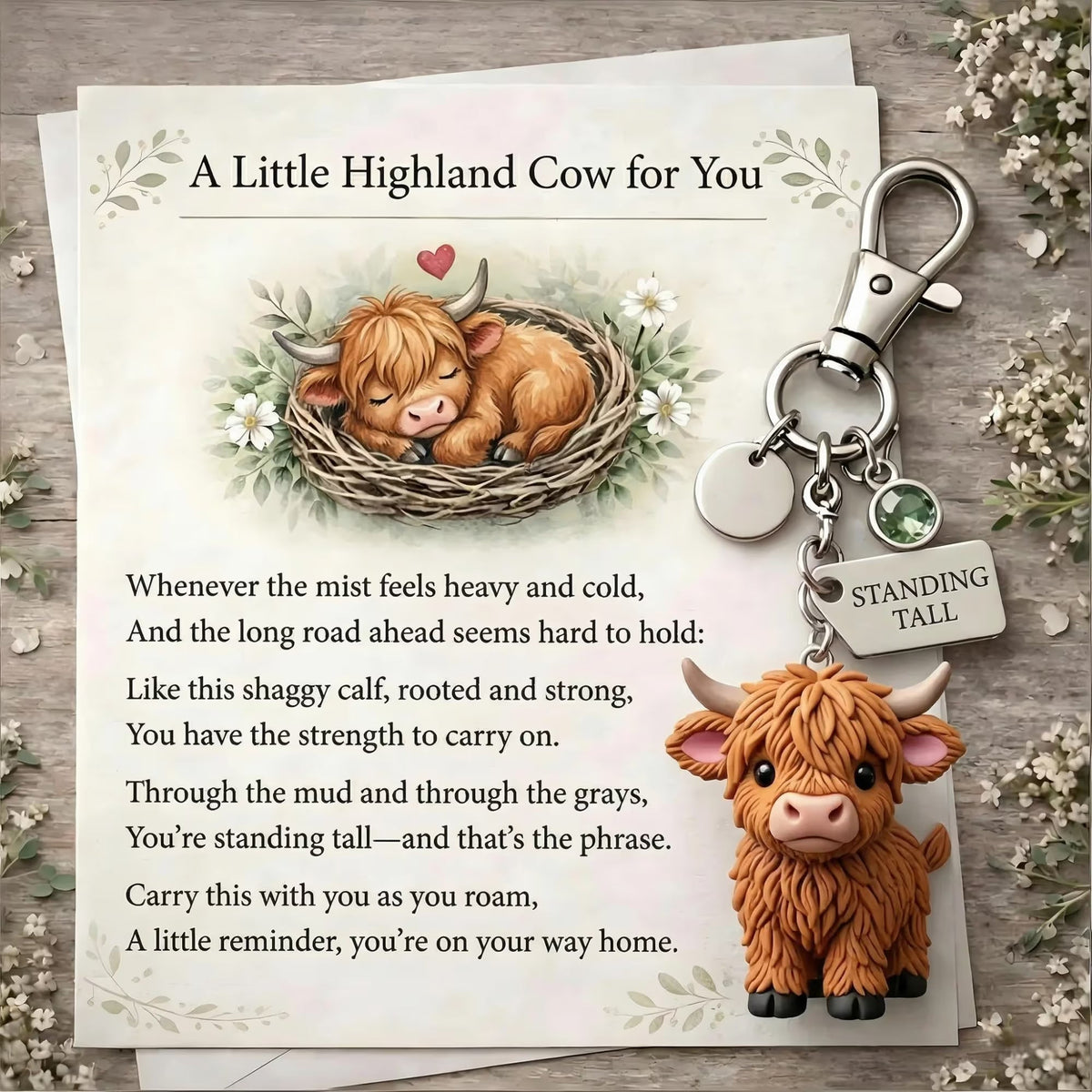 🐮A Little Highland Cow For You Keychain: Your Daily Reminder of Quiet Strength